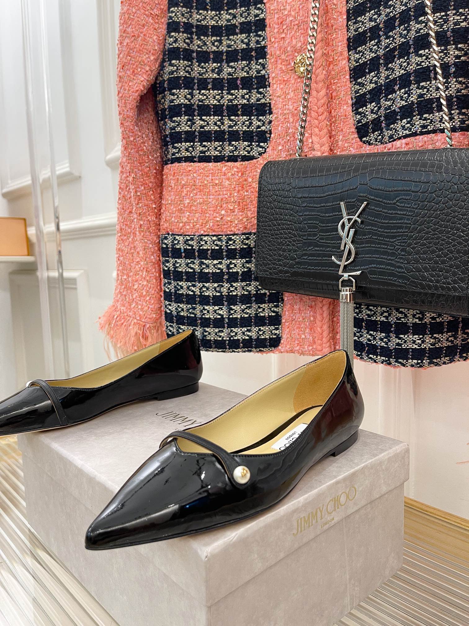 Классические жемчужные балетки Jimmy Classic - черные