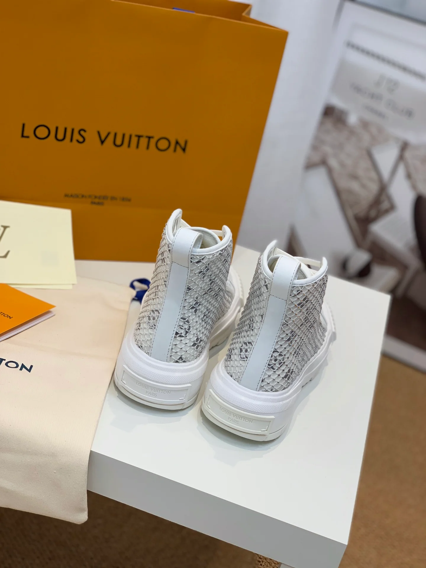 Обувь LV - LV Squad - Верх из сетчатого материала с кристаллами - Высокие повседневные туфли