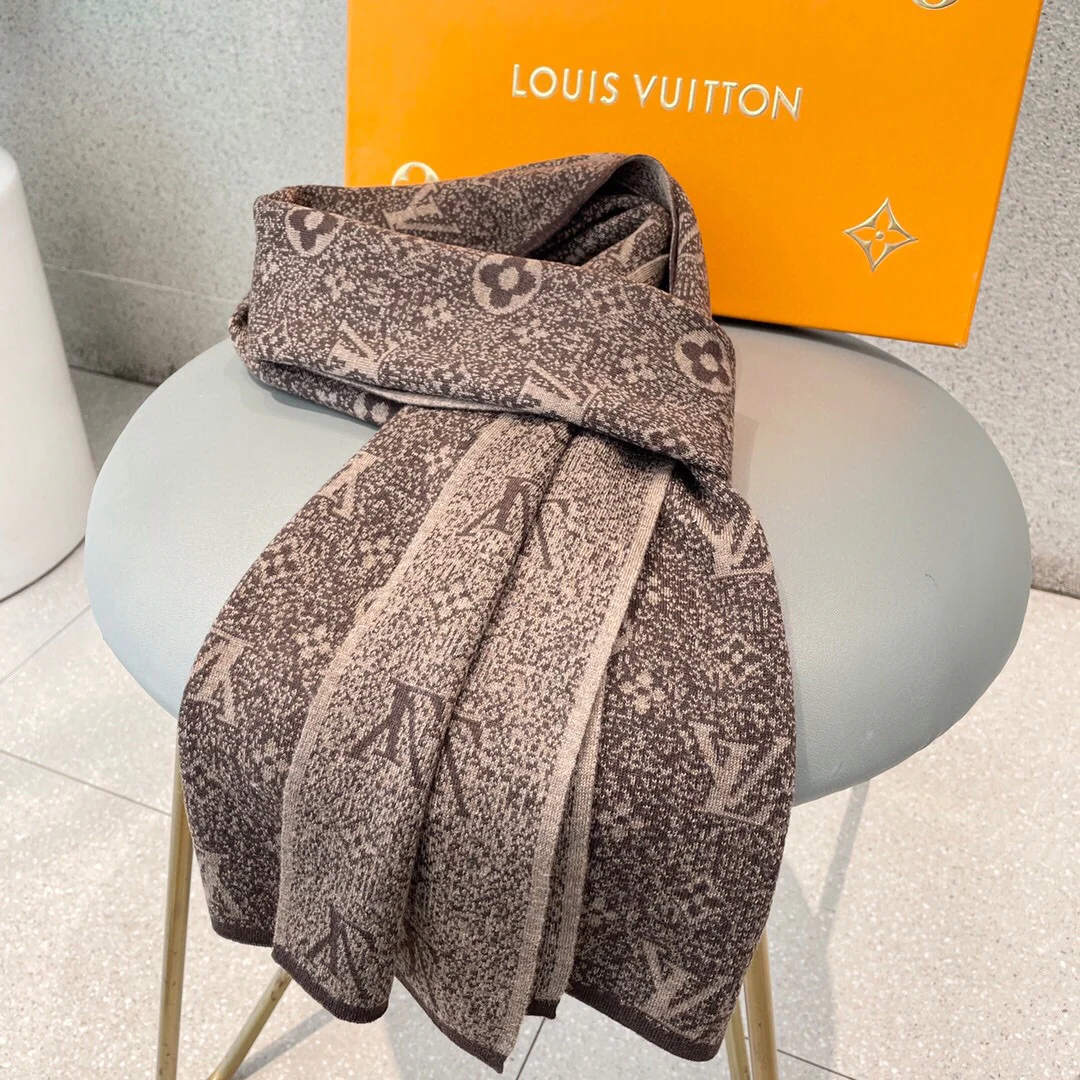 LV - Высококачественный кашемировый шарф - 180 см - 32 см - 100 см - Импортный вязаный кашемир - 1