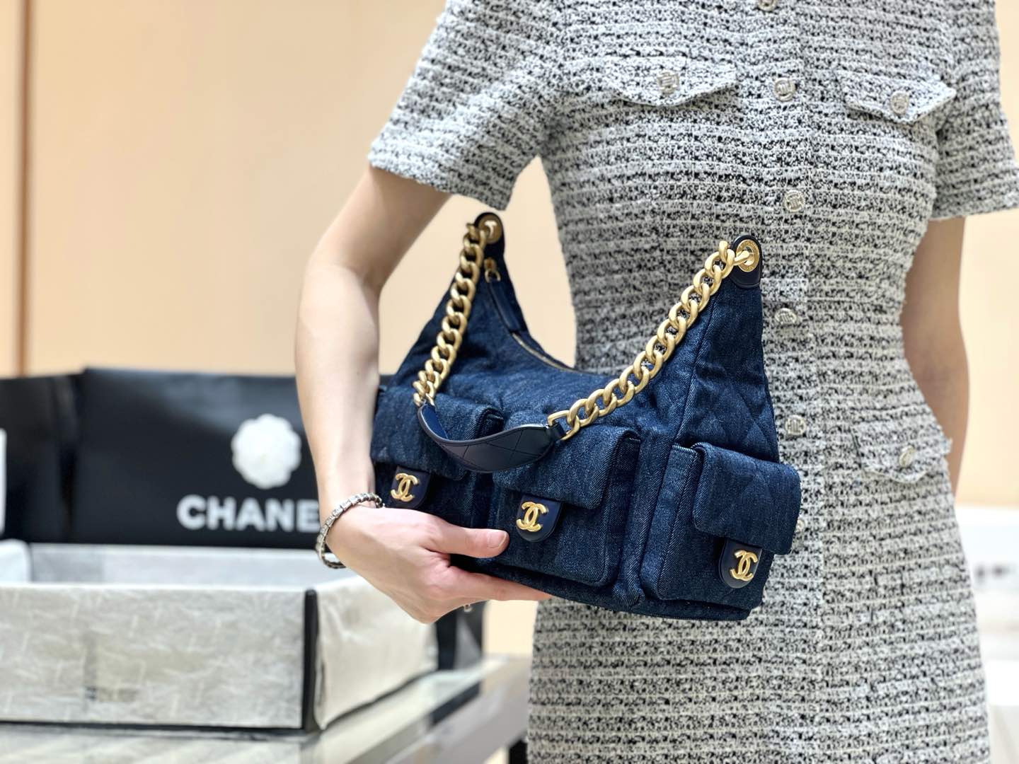 Сумка Chanel 25c Denim Hippie Bag - синяя