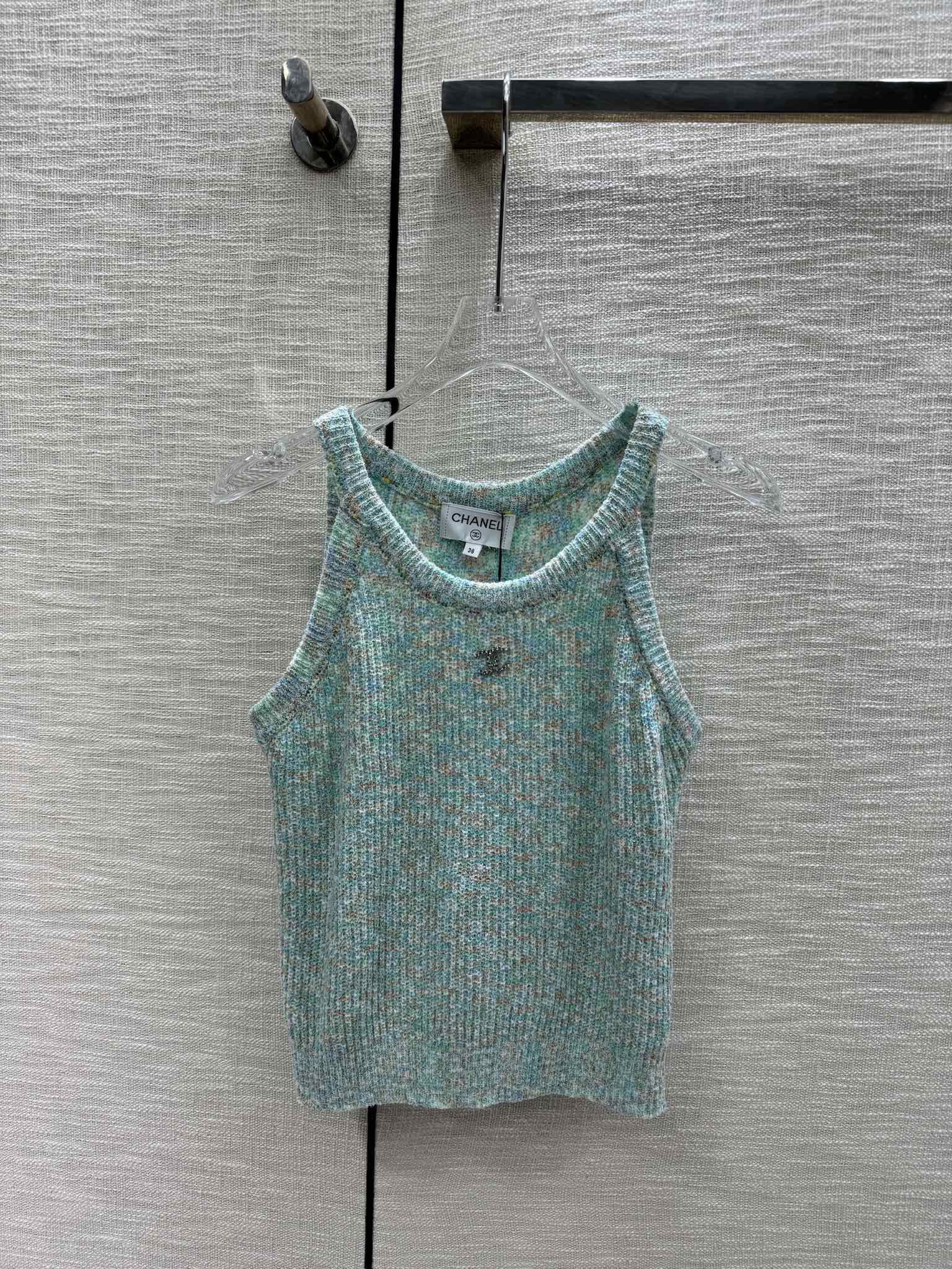 Chanel 2403 - Разноцветная вязаная майка - Зеленая