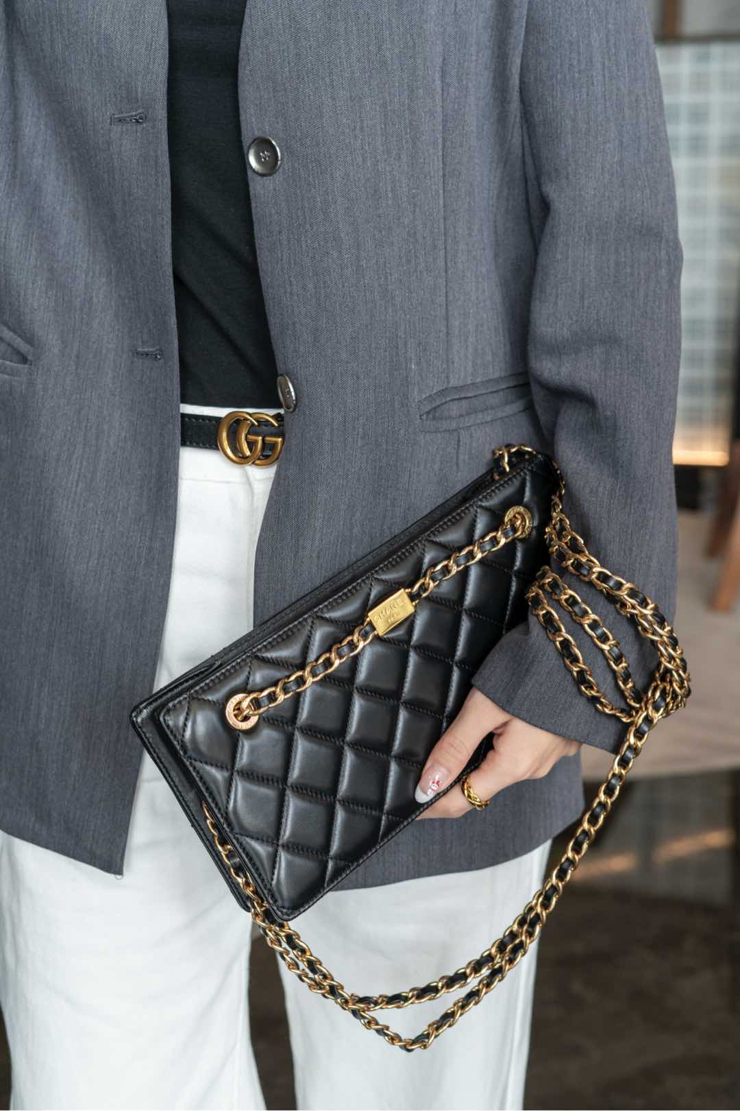 Сумка для ужина в стиле ретро с подиумом, 24 карата - черная.