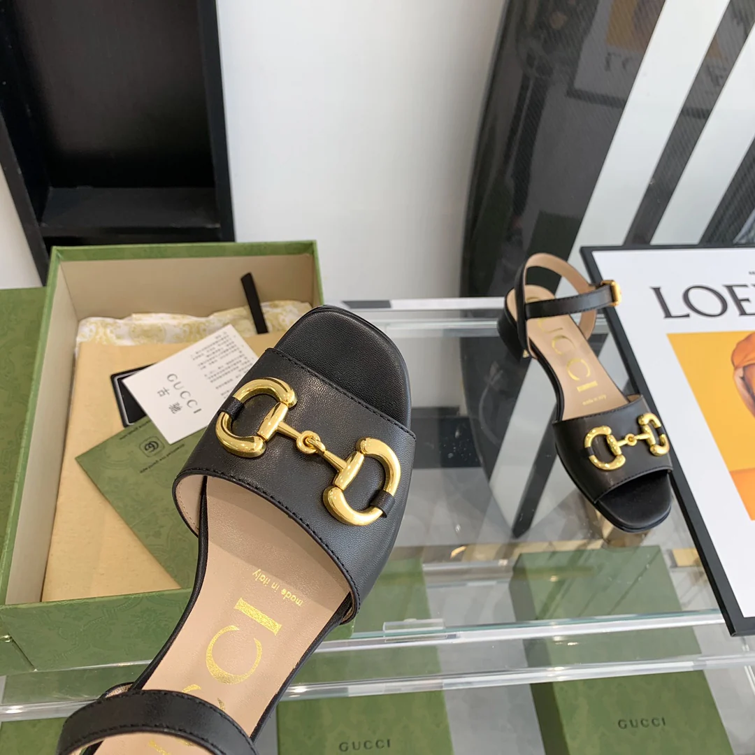 Босоножки Gucci на низком каблуке - 2