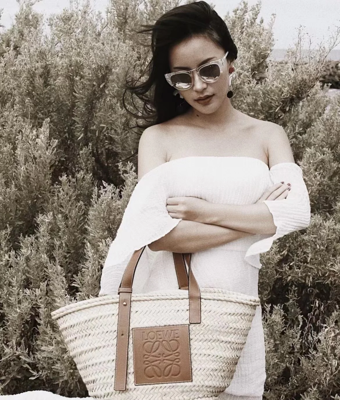 Соломенная сумка Loewe - 40 см - Большая - Коричневая