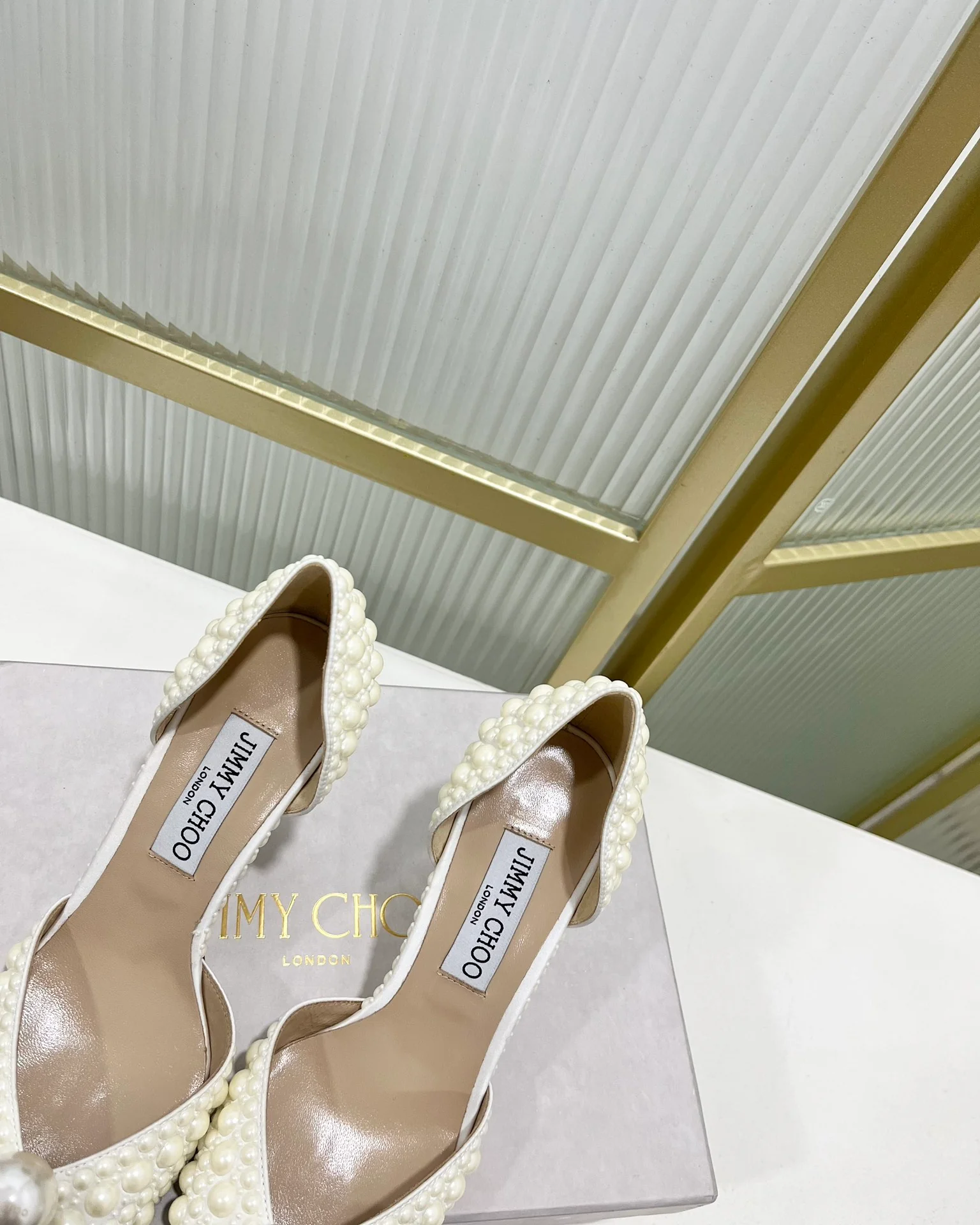 Сандалии Jimmy Retro Pearl Series Flat Sandals - 10 см - белые