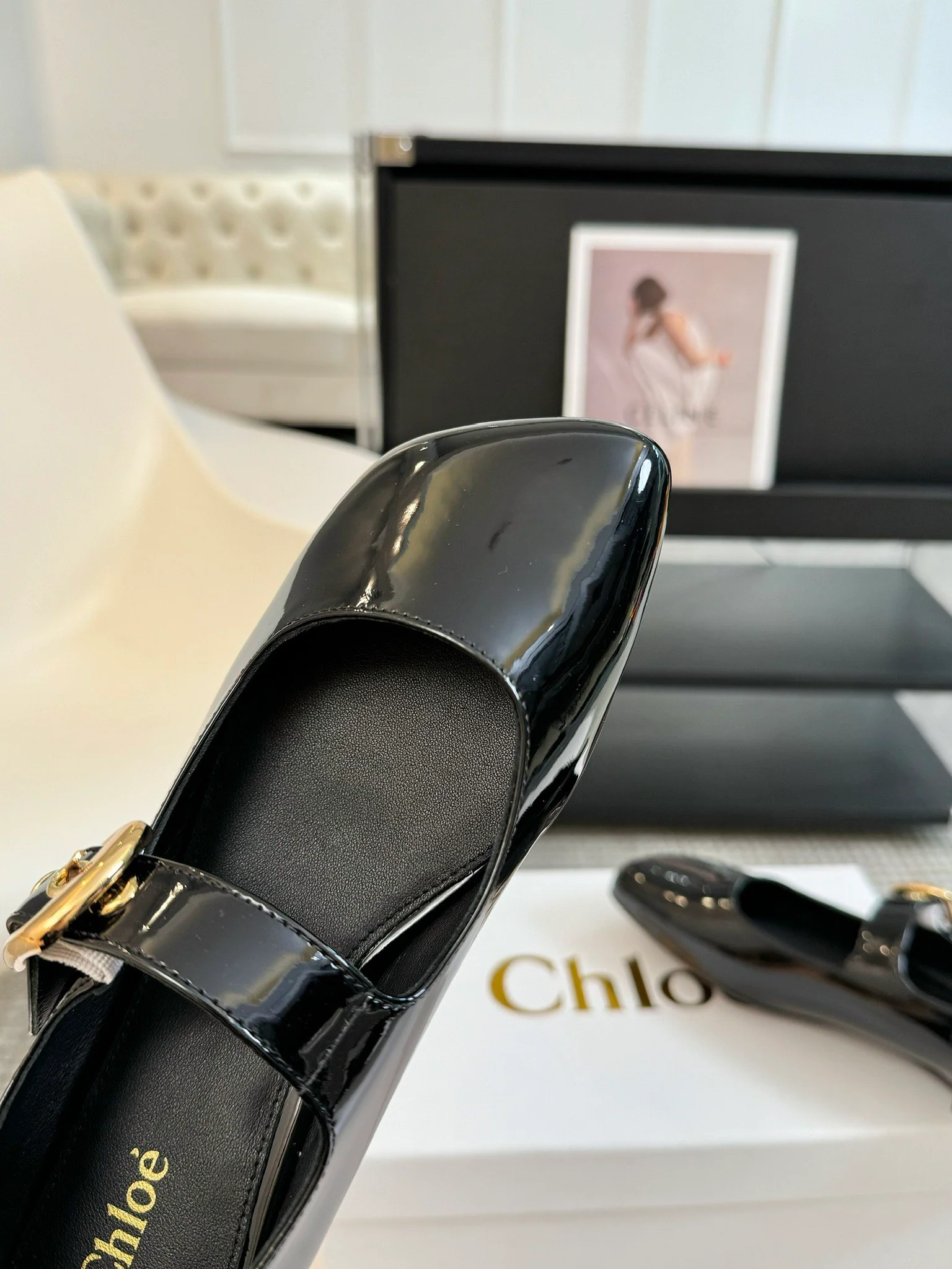 Туфли-мэри-джейн Chloe 2024 с квадратным носком - черные