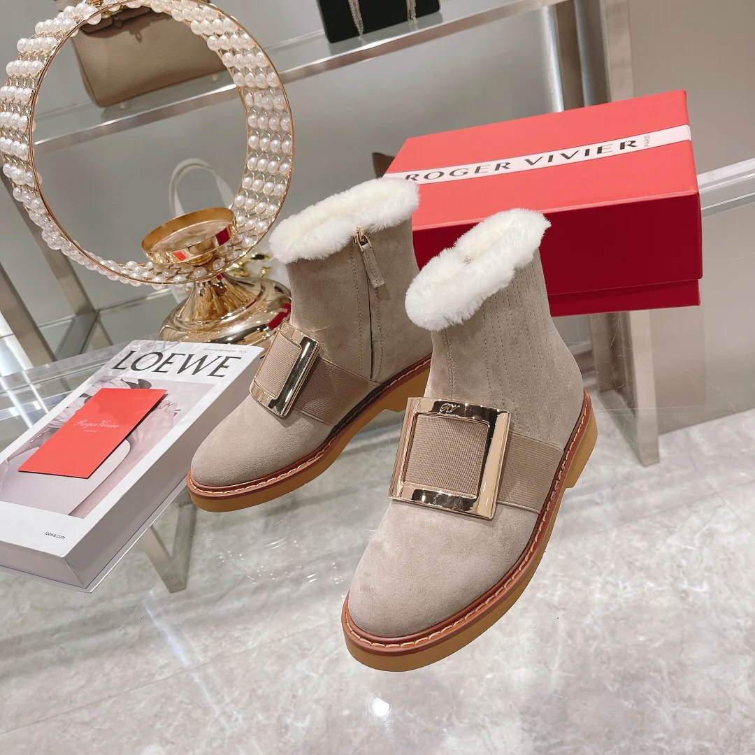 Новые шерстяные ботильоны RV с квадратной пряжкой, осенне-зимняя коллекция.