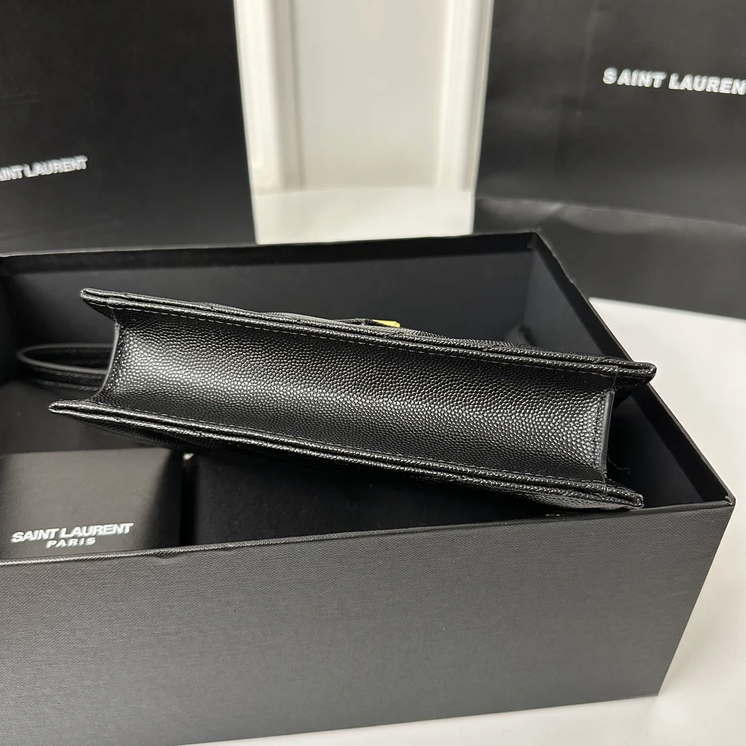 YSL Monogram Caviar WOC Black with Gold Buckle 19cm