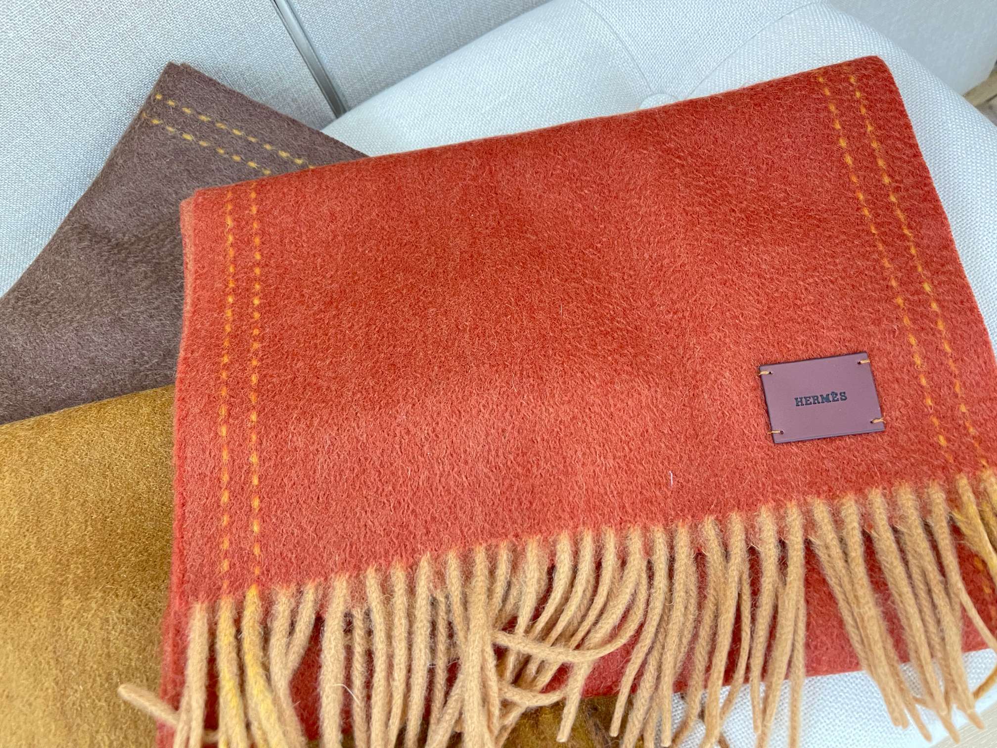 Шарф Hermes из кашемира премиум-класса 100% - 30 см - 180 см