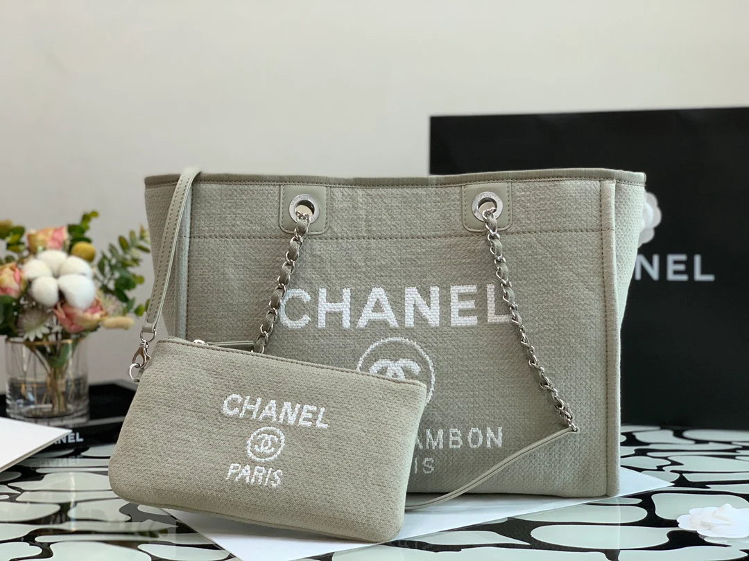 Коллекция Chanel осень/зима 2022 - Пляжная сумка - Бежевая - Средний размер