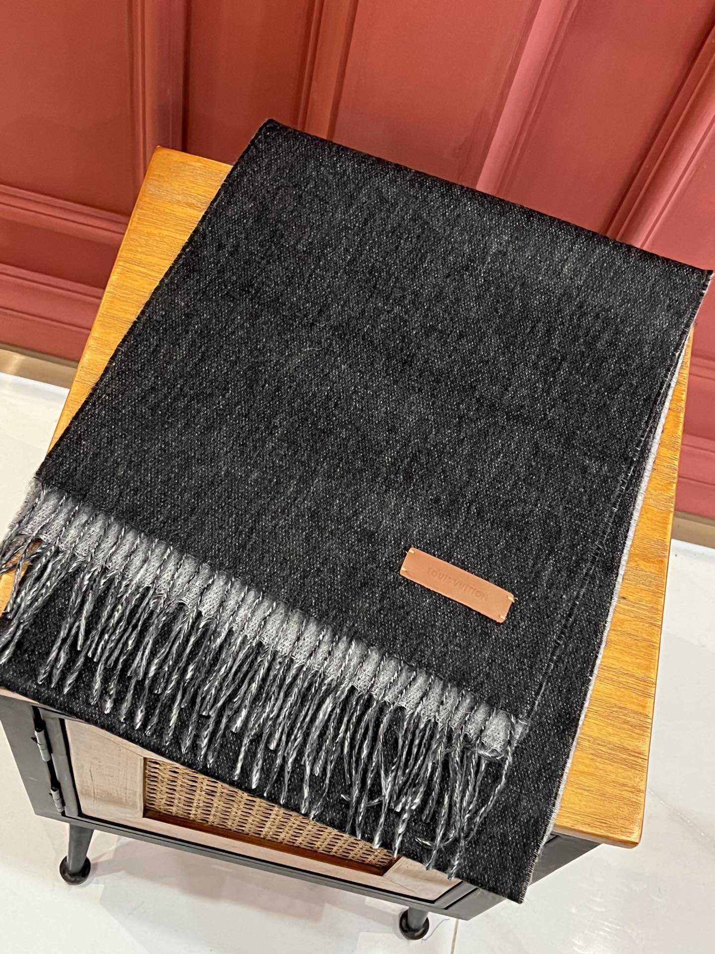 Двусторонний кашемировый шарф LV - 180 см - 35 см - черный