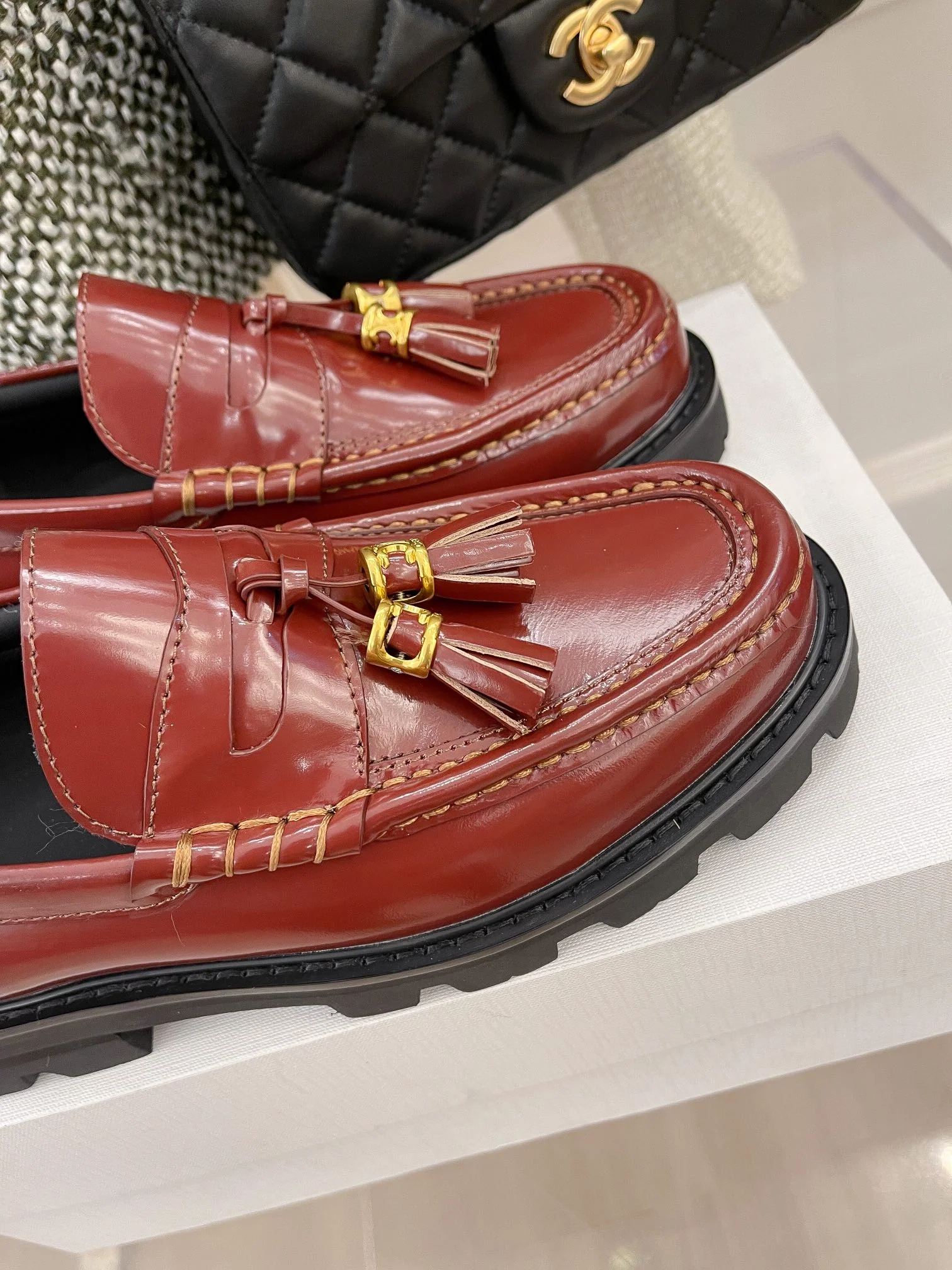 Обувь Celine - Celine - Лоферы с кисточками - Бордовые