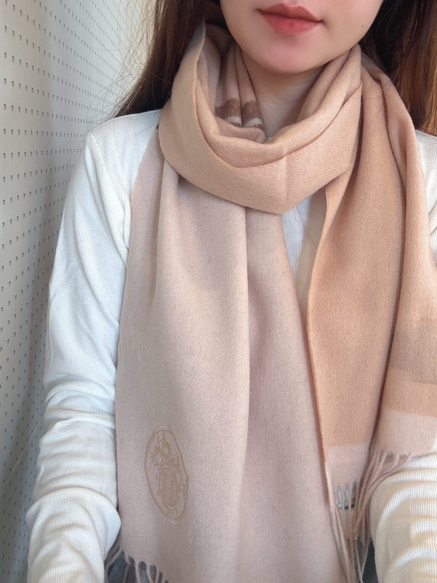 Шарф Hermes 2024 в полоску с цветовыми блоками - 30-180