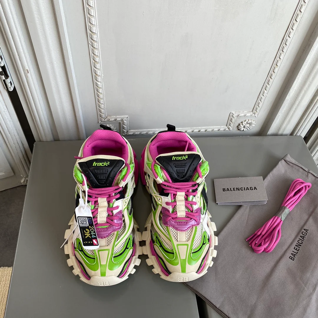 Кроссовки Balenciaga Track 2 Retro Dad Shoes - розово-зеленые
