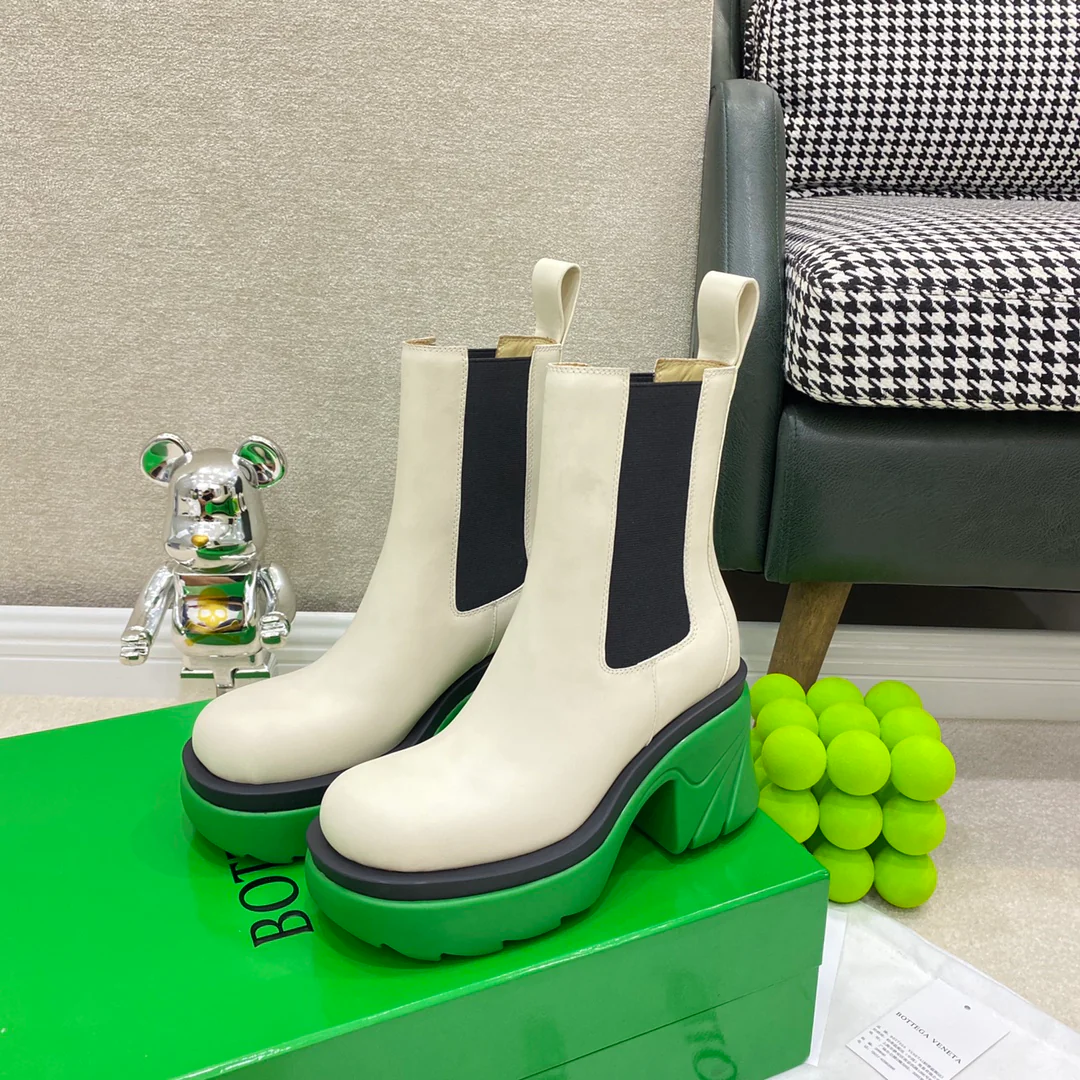 Обувь BV - BV - бело-зеленая цветовая гамма - ботинки на платформе
