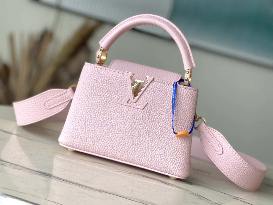 m48865-LV-Taurilon Leather-Capucines Сумочка-Розовый-Мини