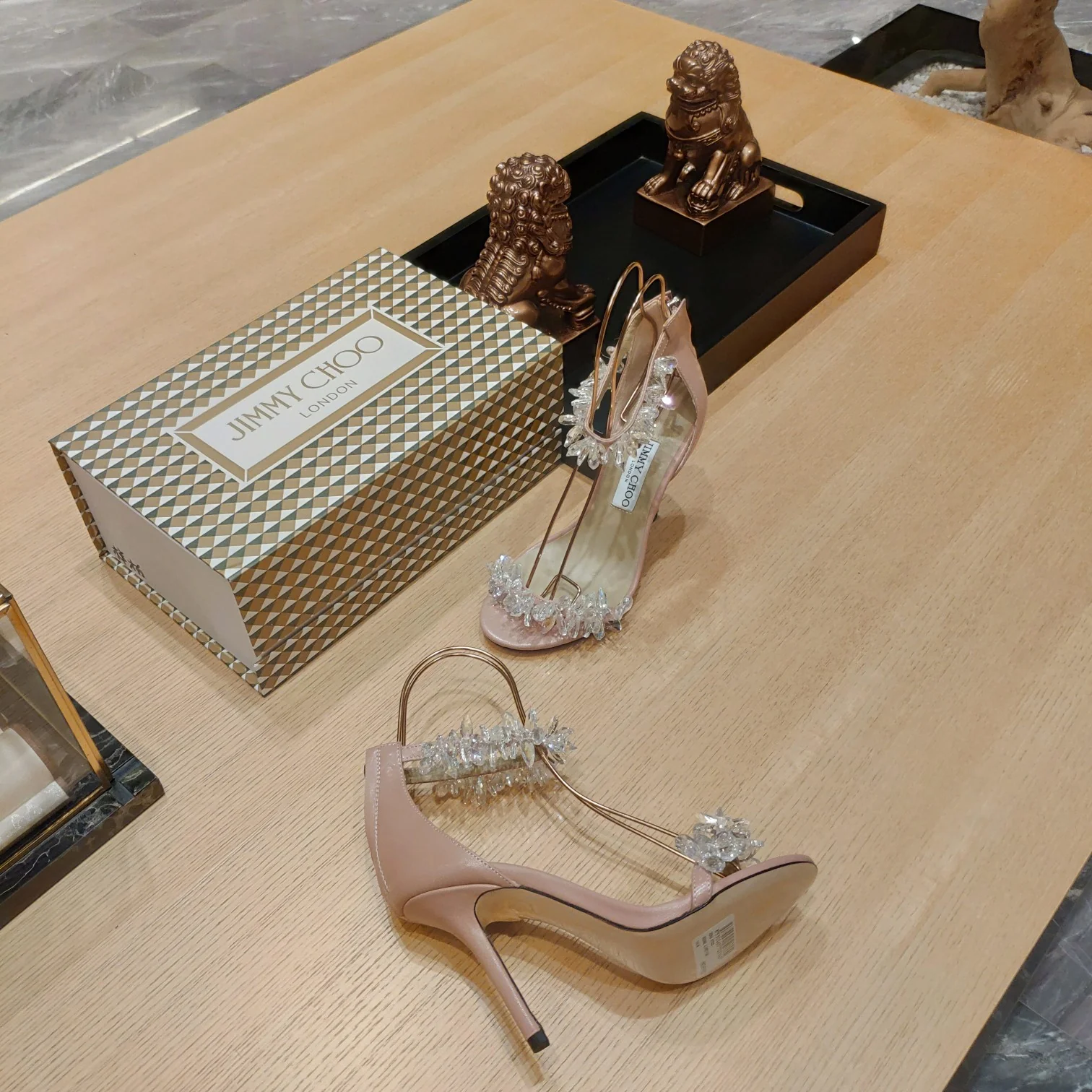Коллекция высокой моды Jimmy Crystal - Босоножки на шпильке - Розовые