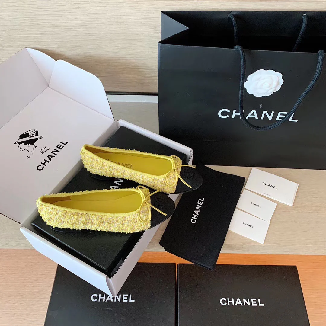Классические балетки Chanel - желтые