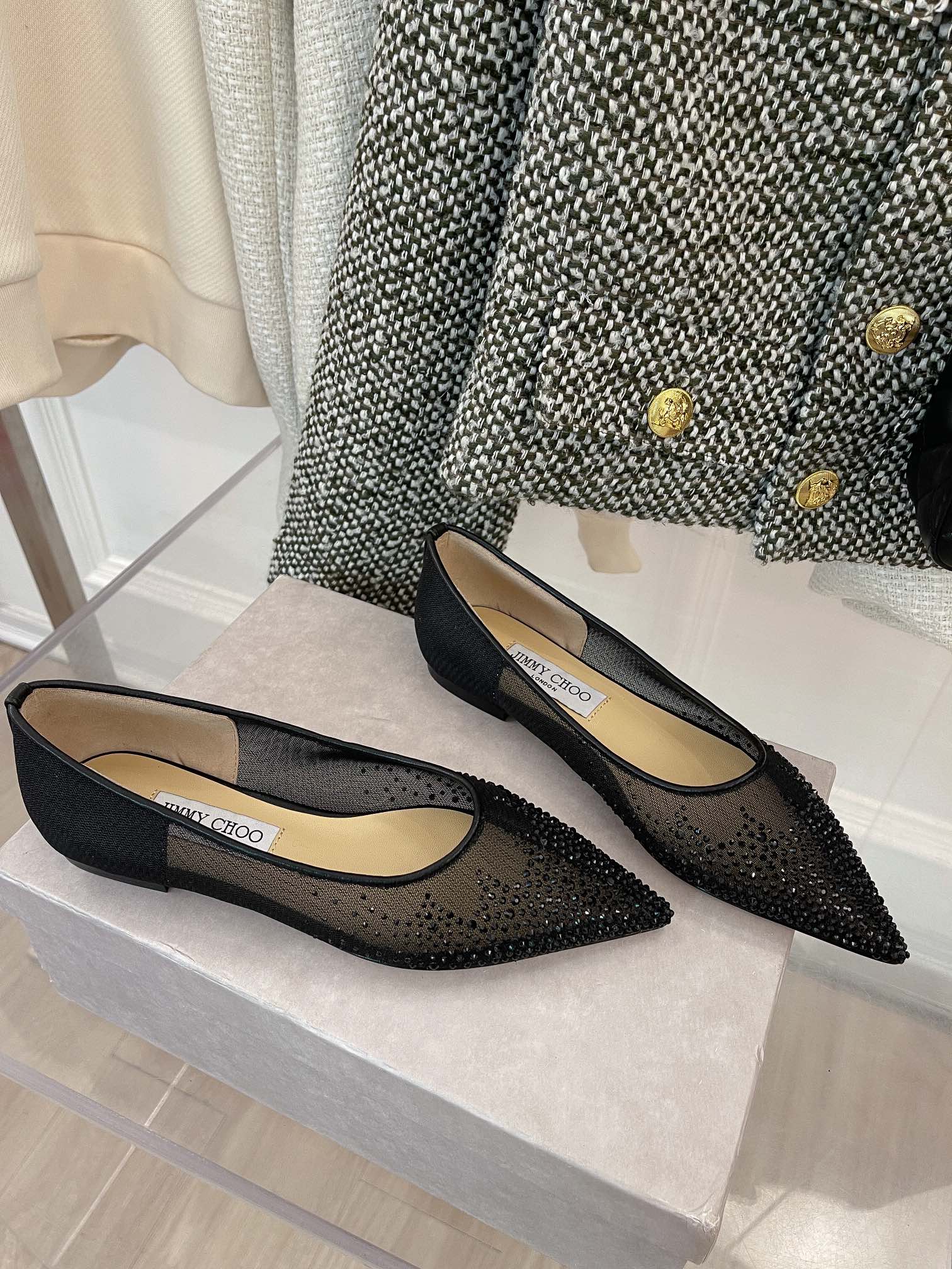 Балетки Jimmy Mesh со стразами