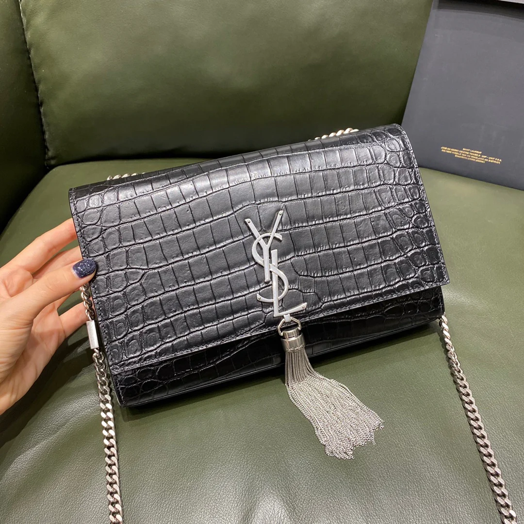 Сумка YSL-kate с цепочкой и крокодиловым принтом