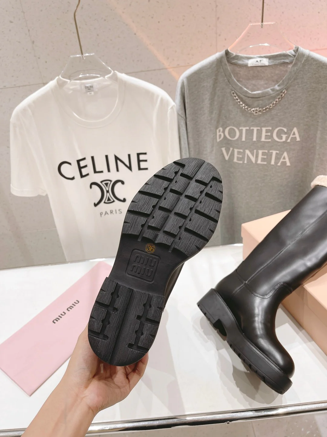 Ботинки на платформе Miu Miu 2024 - черные