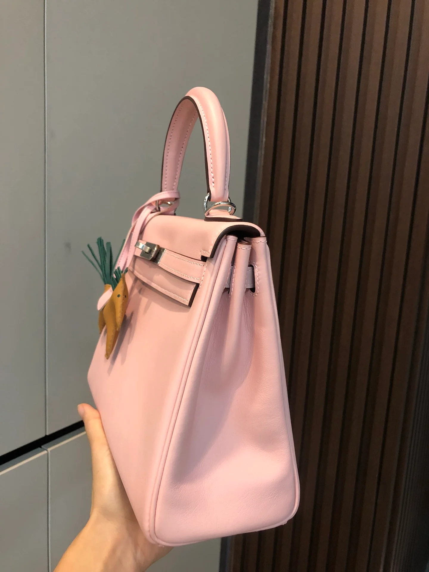 Hermes Kelly 25 Swift 3Q Розовая серебряная пряжка