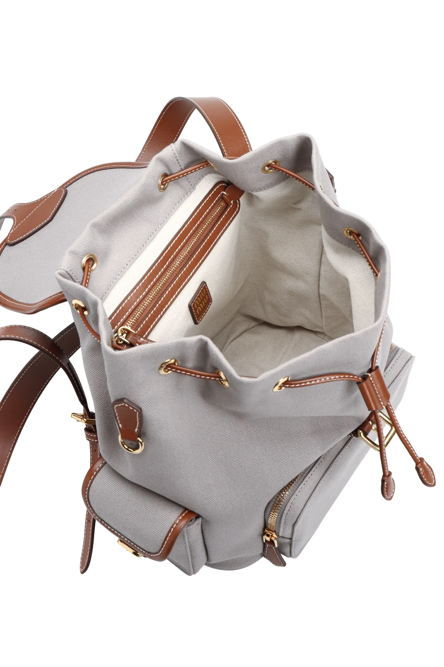 Рюкзак Miu Miu из канваса и кожи — Лондонская лимитированная серия — Большой, серый