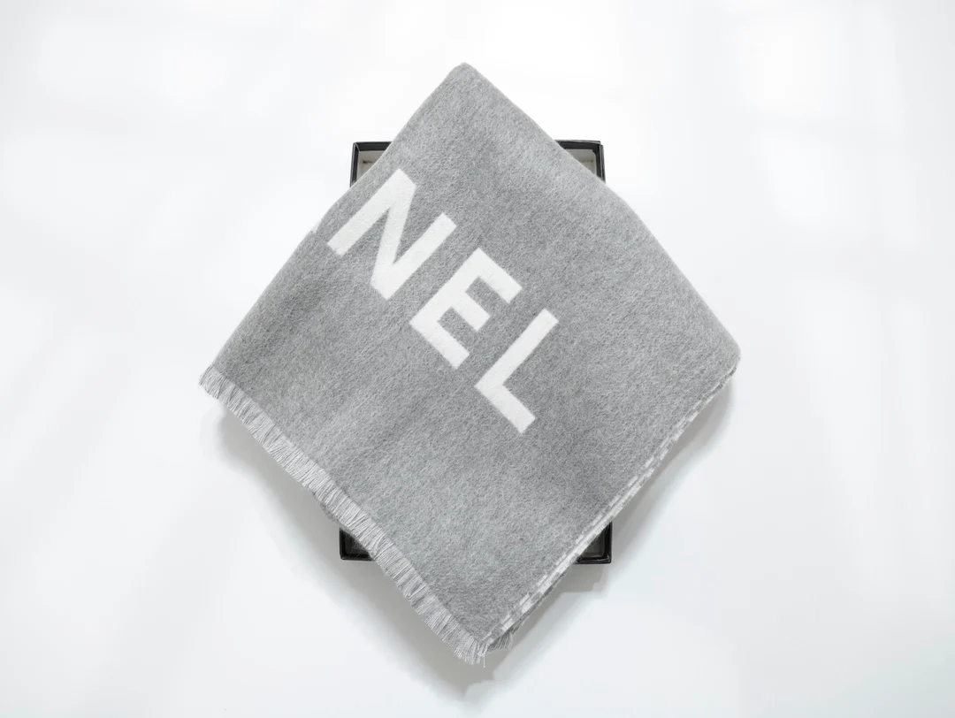 Классический шарф Chanel с логотипом - 70 см x 200 см - Кашемир - Шерсть