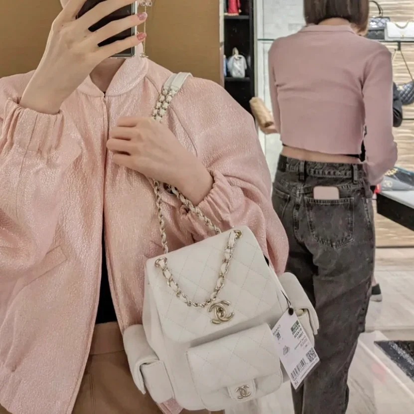 Chanel - Новая маленькая сумка через плечо Tank Duma - Два боковых кармана - Белая - 1