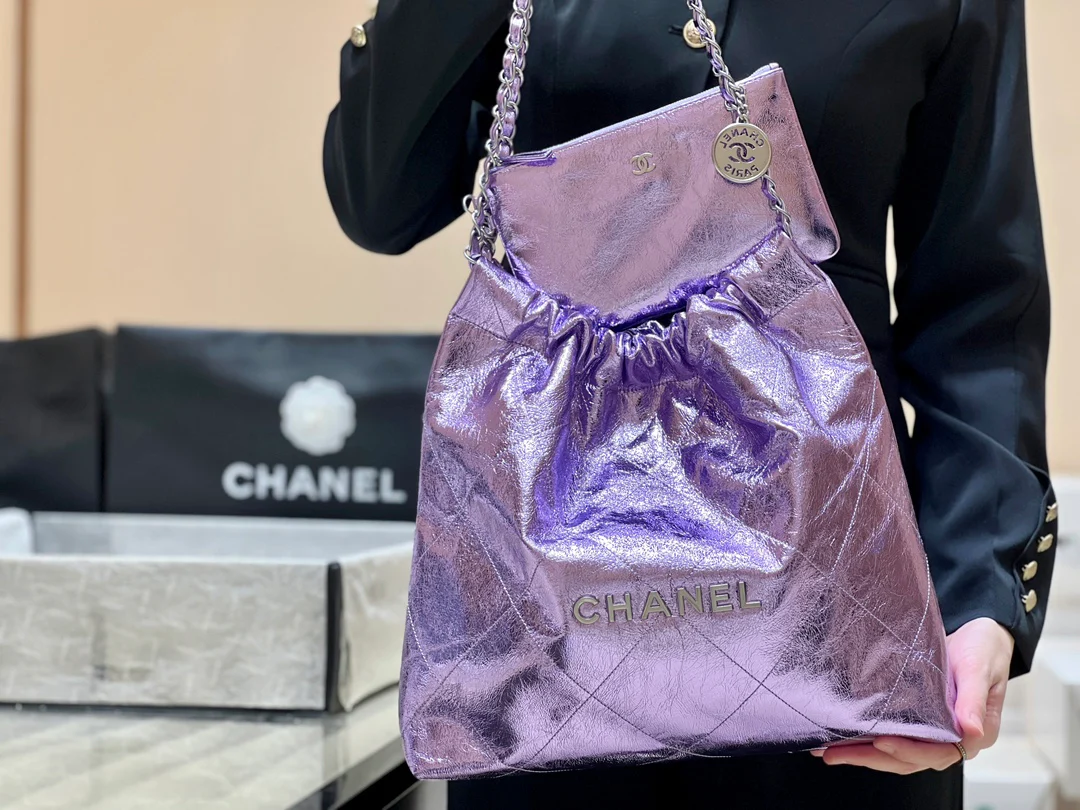 Сумка Chanel 25c 22 - металлизированная кожа - фиолетовая
