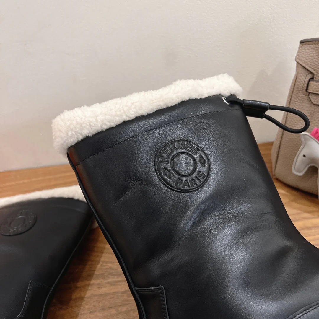 Классические шерстяные сапоги Hermes 2024 — черные