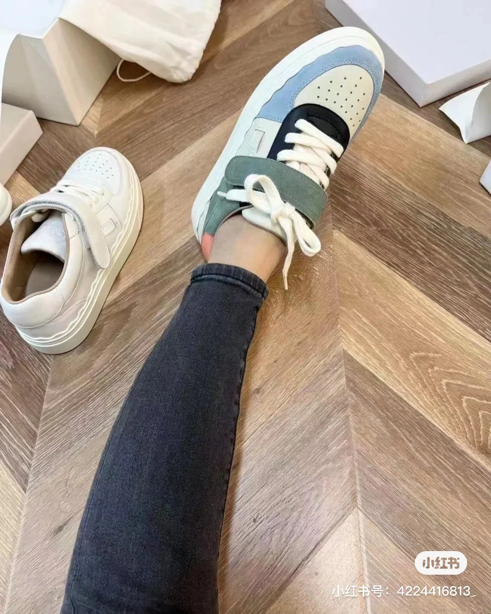 Chloe - Белые двухцветные кожаные кроссовки на платформе