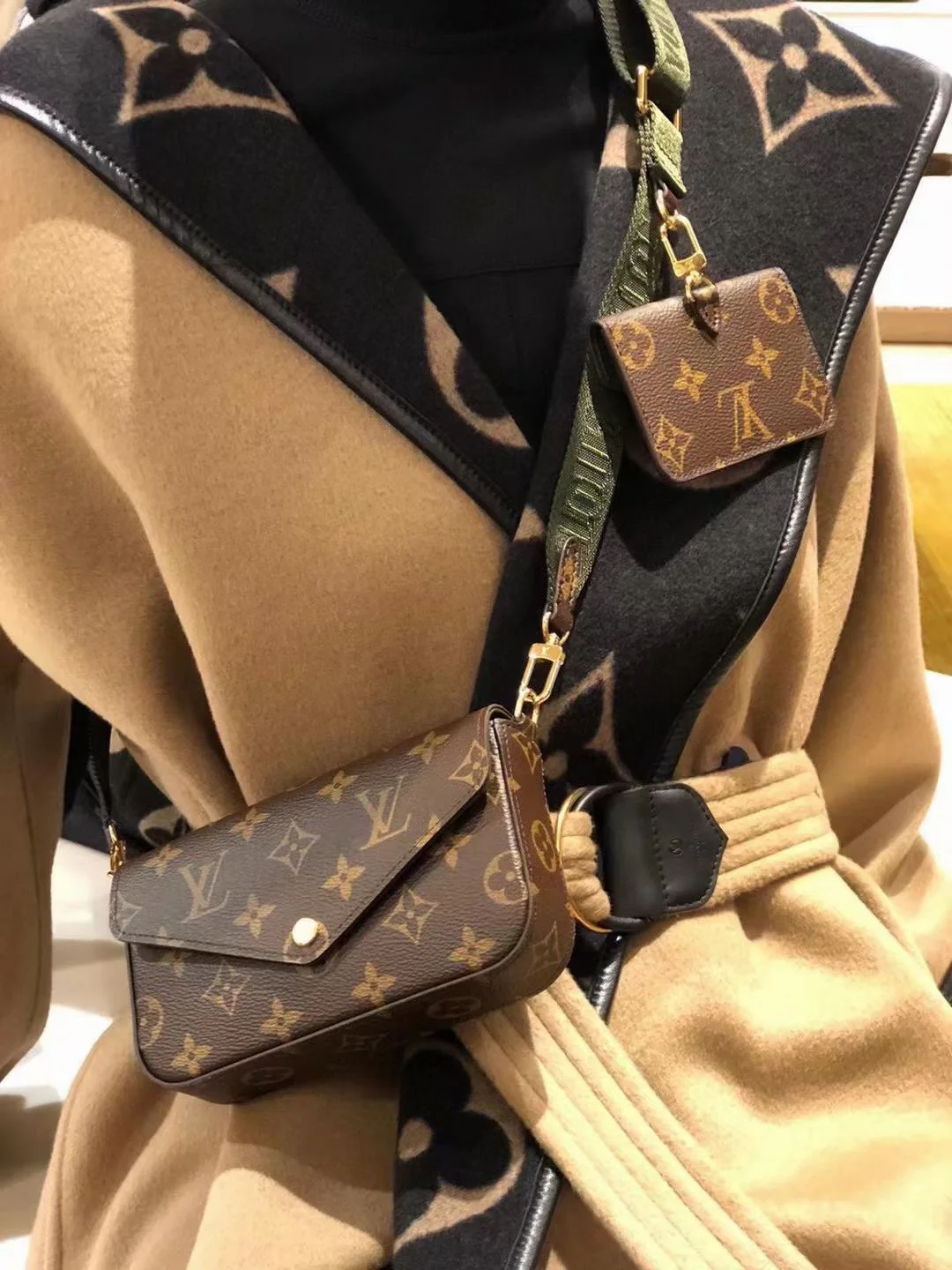 m80091-Зеленый набор из трех предметов-многофункциональных сумочек-Felicie-3-в-1