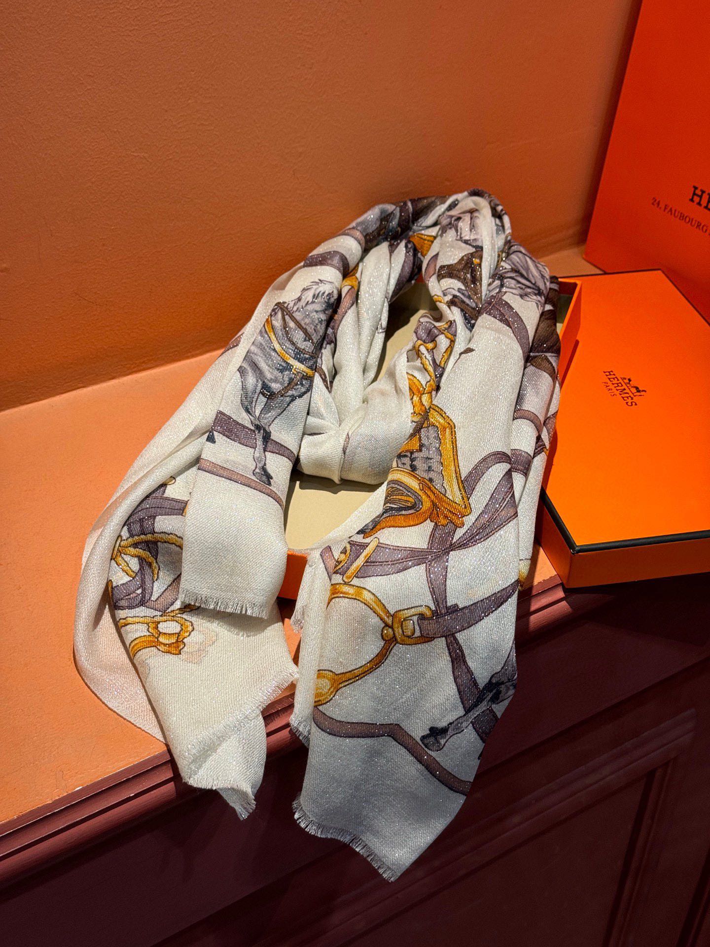 Длинный шарф Hermes Classic Gear 2024 - 110-200