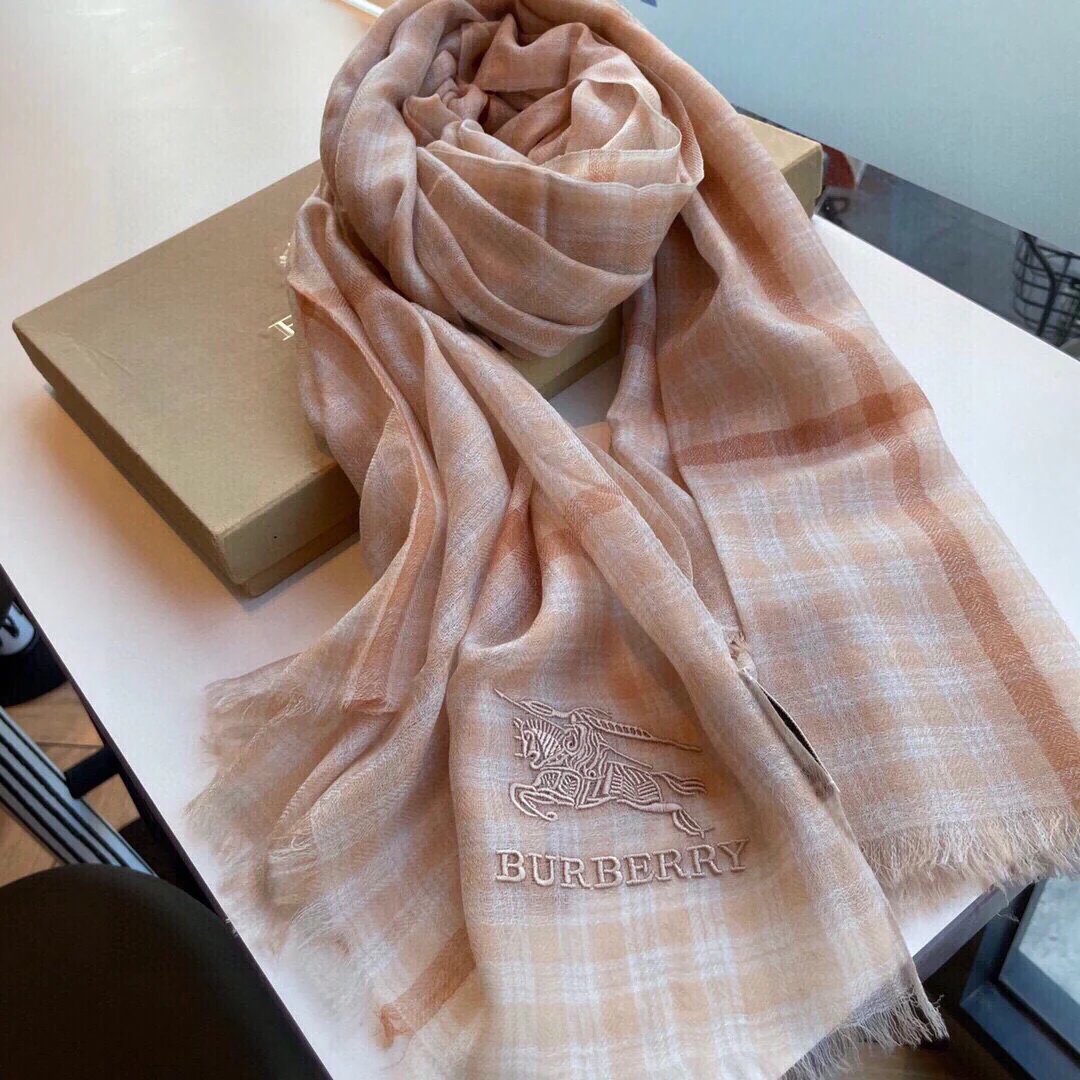 Классический клетчатый шарф Burberry - 100 см - 200 см - 100 см - Кашемир - Розовый