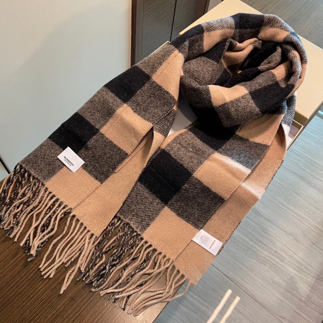 Шарф/шаль Burberry с карманом - 40 см - 200 см - 100% кашемир - коричневый