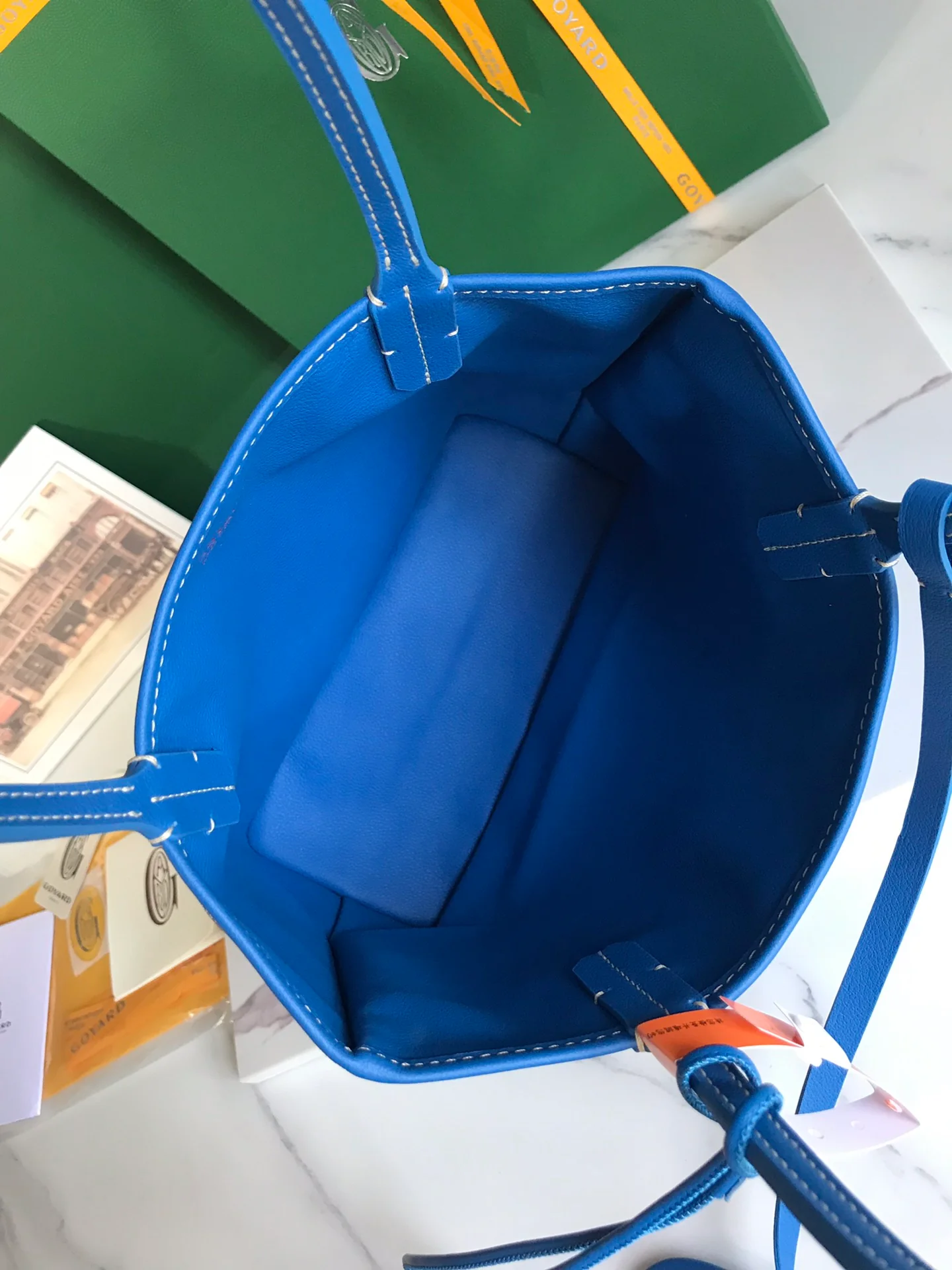 Двусторонняя сумка Goyard из телячьей кожи с узором - синяя