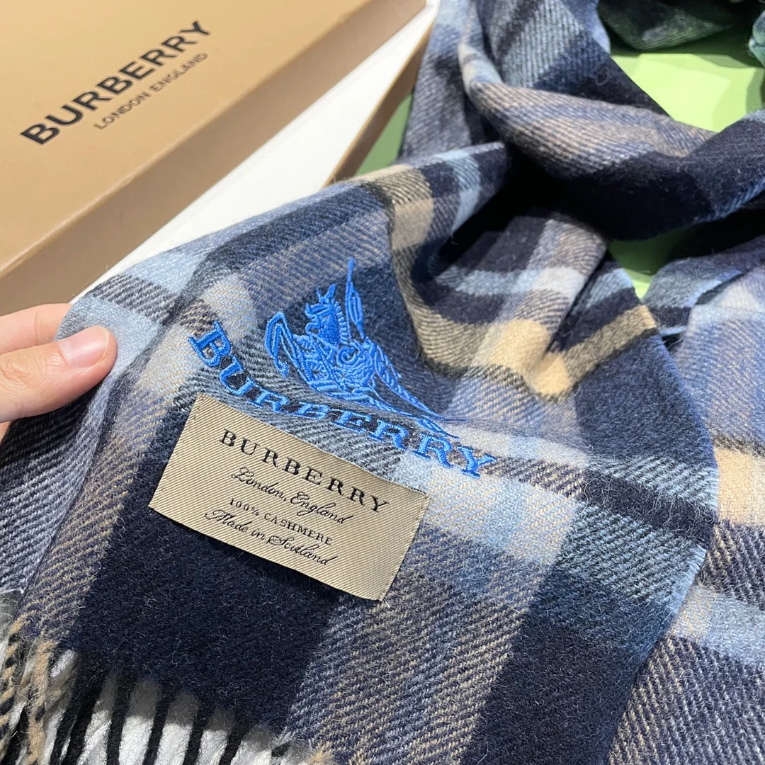 Классический полосатый шарф Burberry - 32 см - 180 см - Кашемир