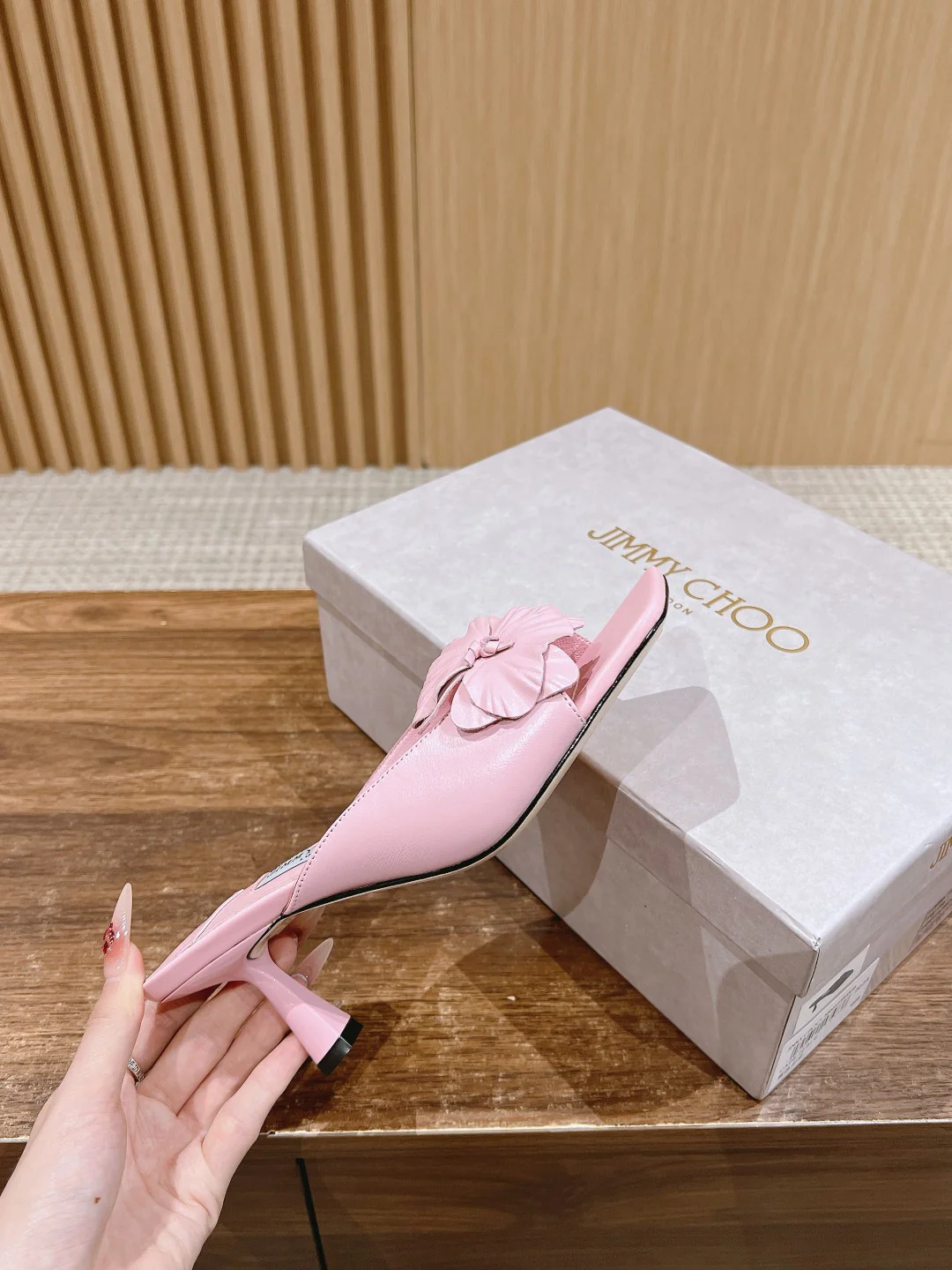 Jimmy - Тапочки на каблуке с бантом - Розовый