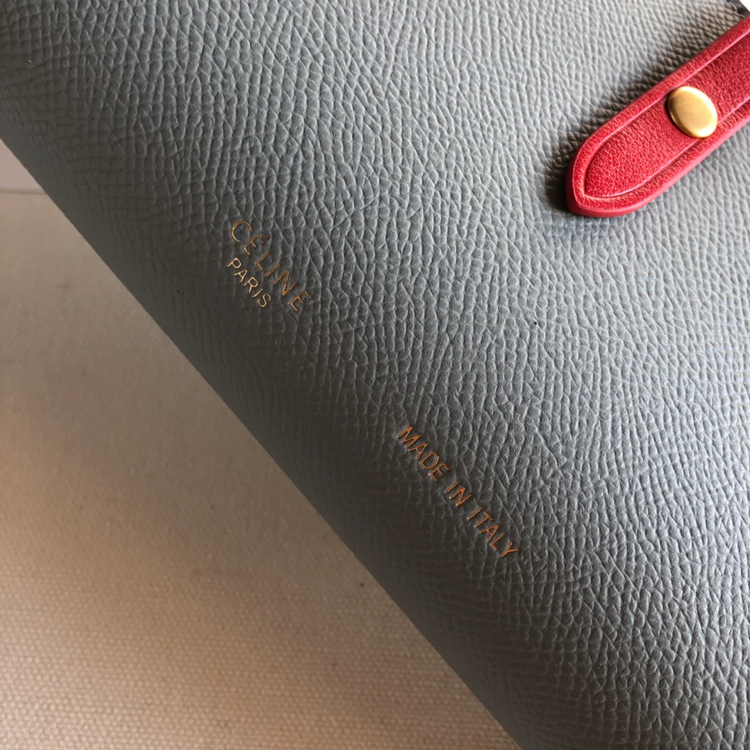 Длинный кошелек Celine - пыльно-голубой и фуксия - с принтом пальм.