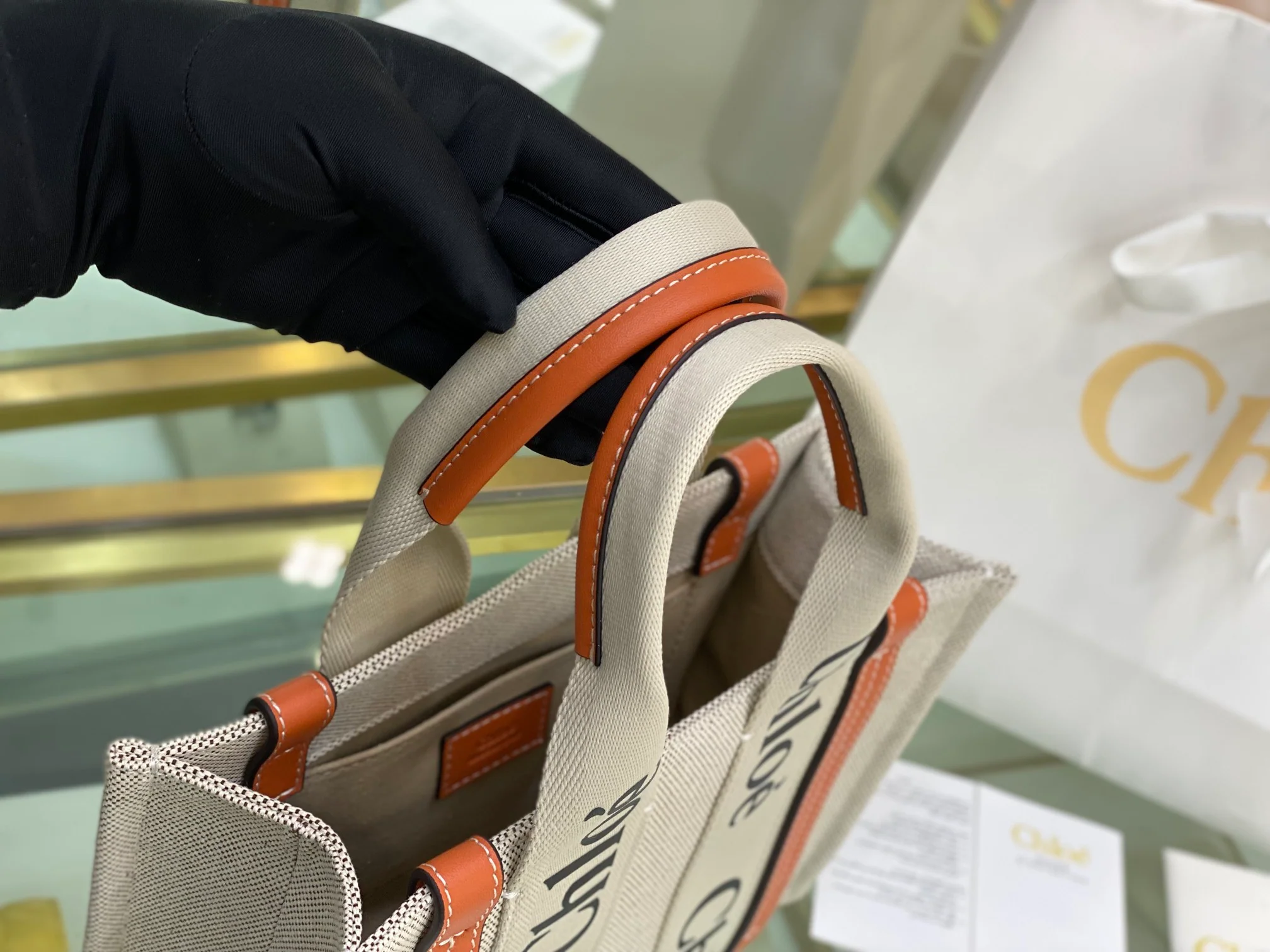 Сумка-тоут Chloe Woody - оранжевая - маленькая