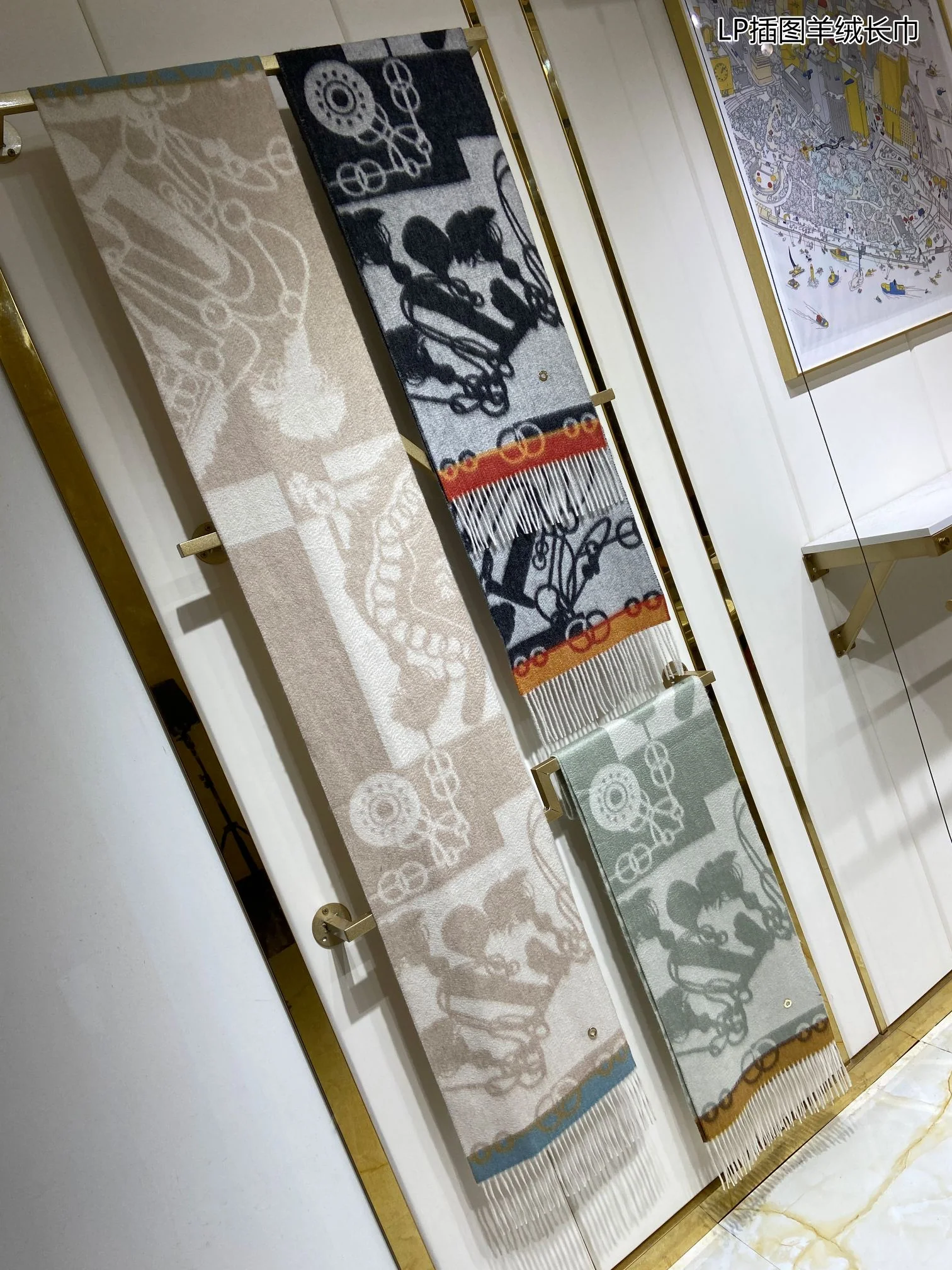 Loro Piana - Длинный кашемировый шарф с иллюстрацией - 33 - 190 см - 100 г - Кашемир высшего качества - 1 шт.