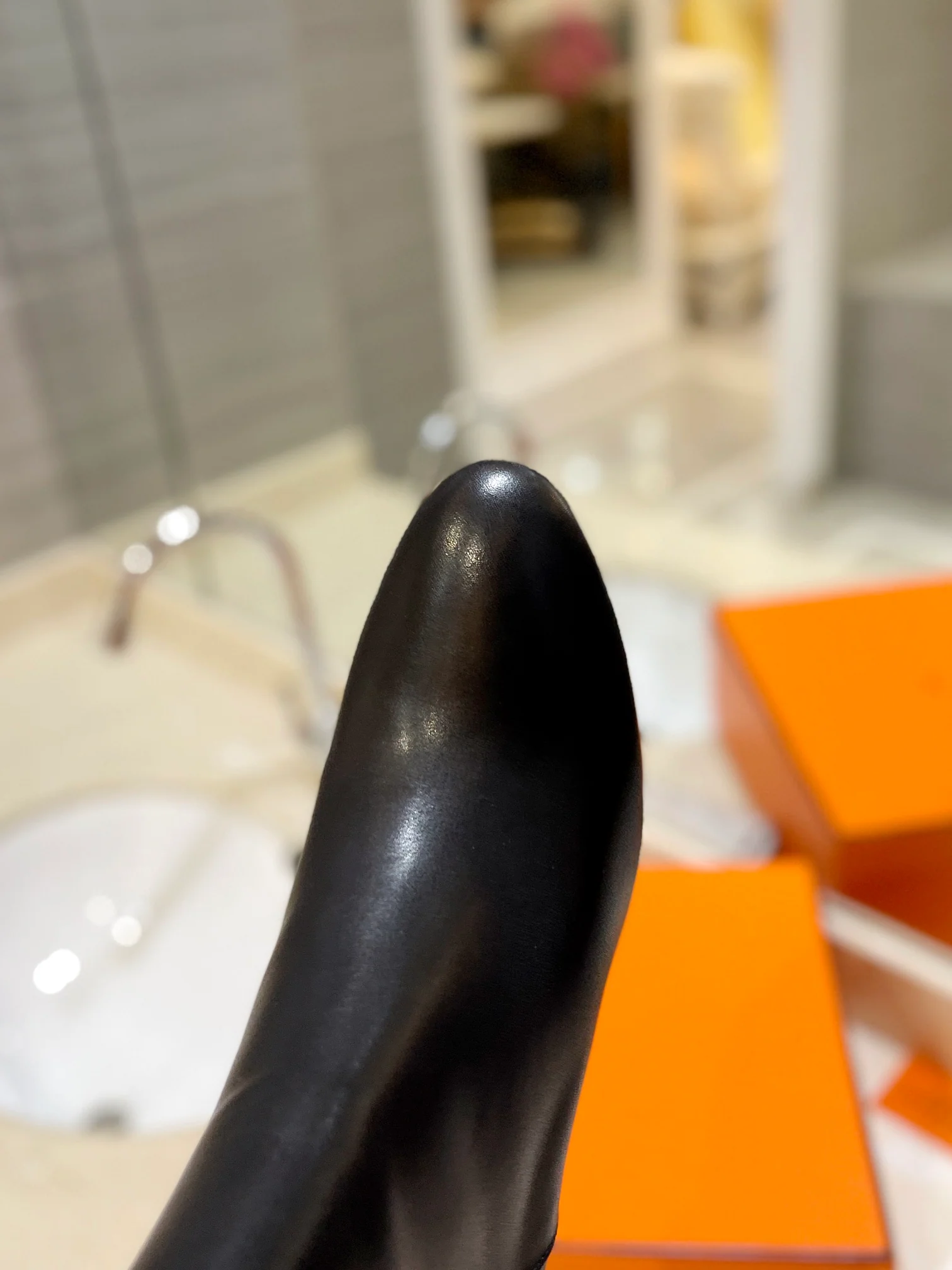 Классические сапоги Hermes Kelly Buckle до середины икры - черные