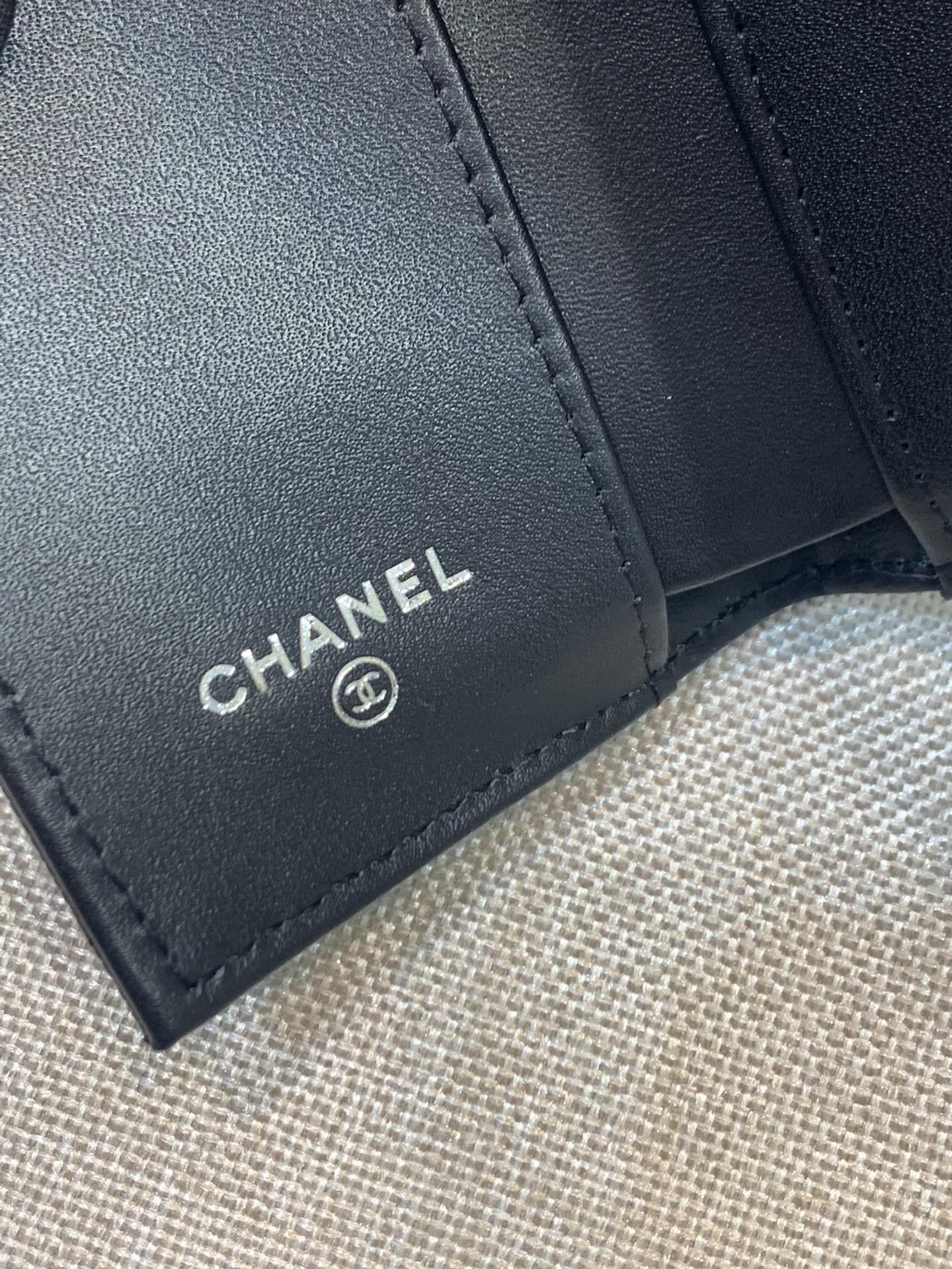Chanel-菱格三折短夹 黑色