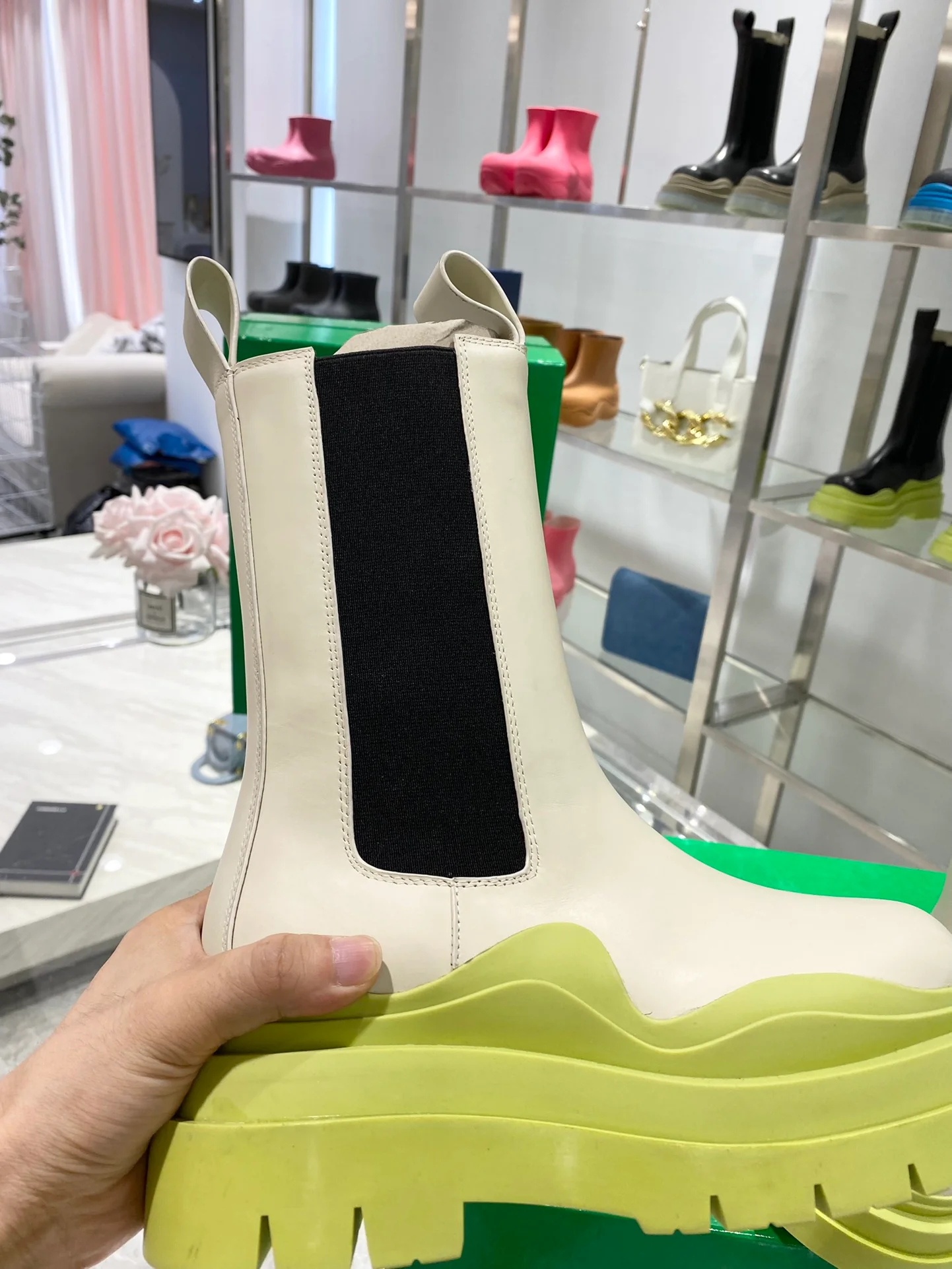 Обувь BV - BV - желтая подошва - до середины икры - ботинки Martin на платформе