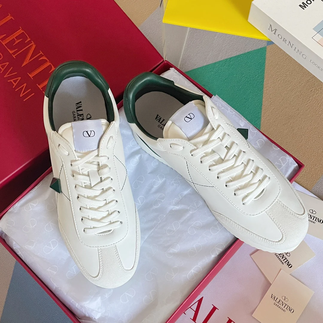 Спортивные повседневные туфли Valentino с заклепками - для пар - зеленая отделка