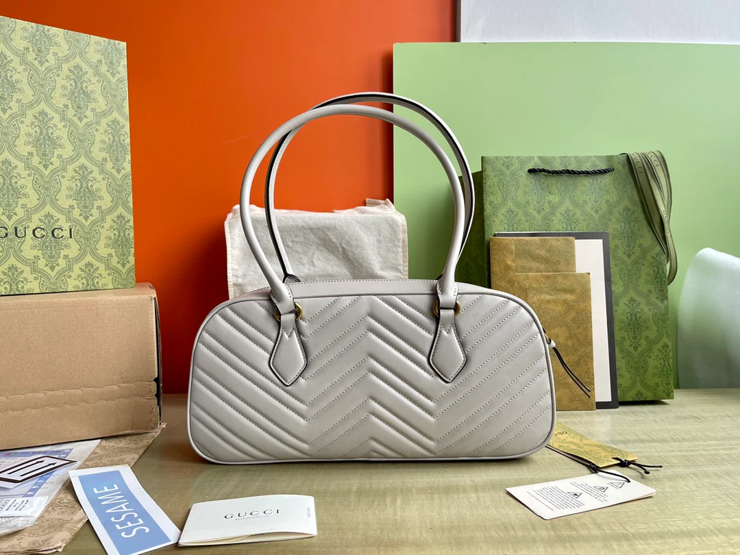 Большая сумка Gucci Marmont - светло-серая