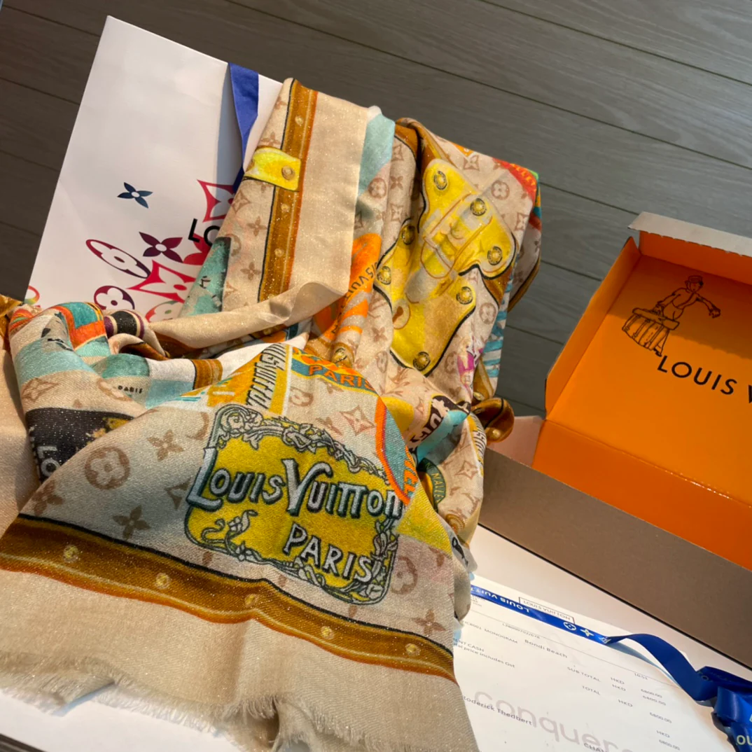 Шарф LV-2024 с буквенным узором, 110-200-желтый