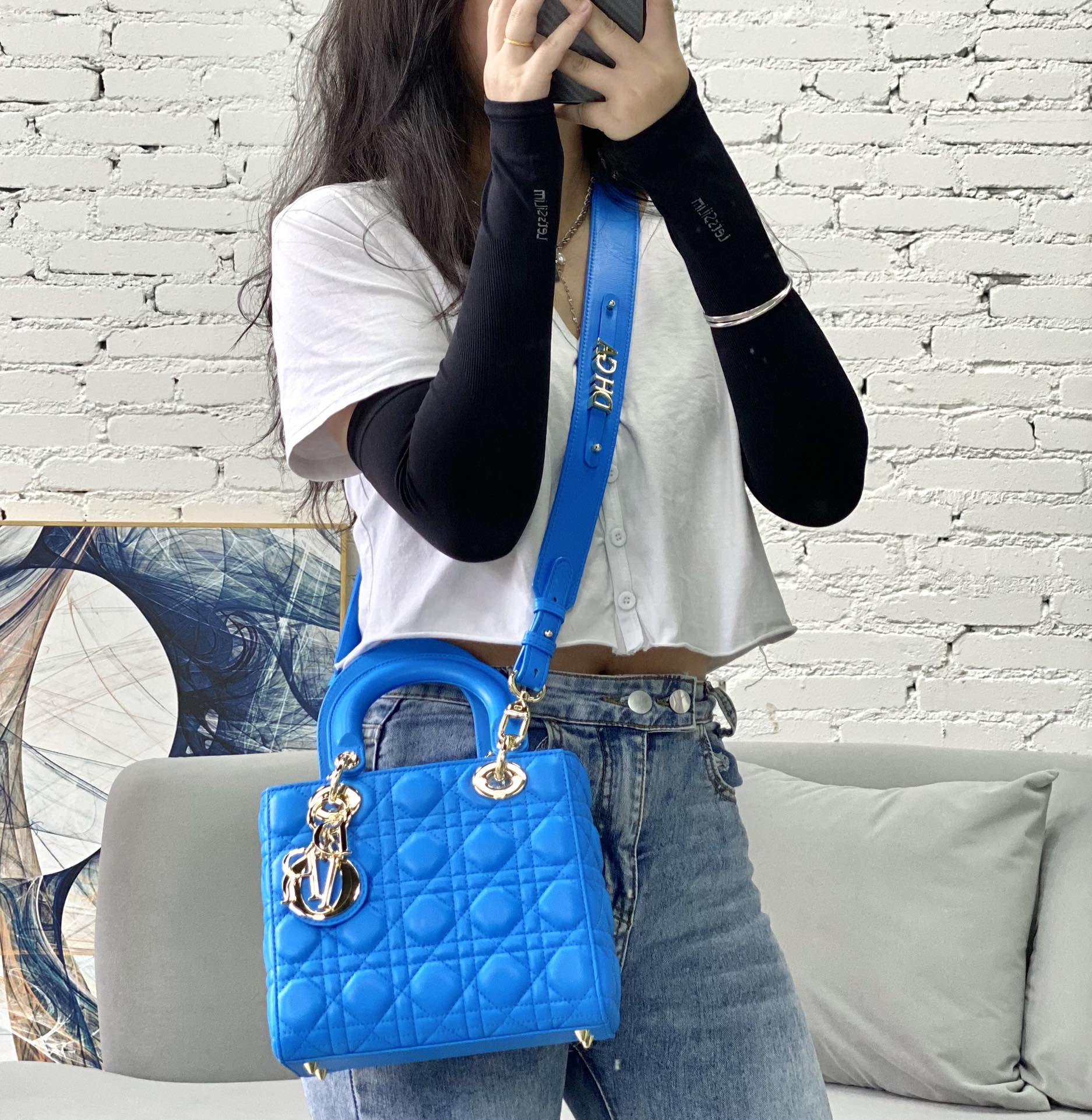 Сумка Dior Lady Dior - четырехсекционная Princess Dior - 20 см - ярко-синяя