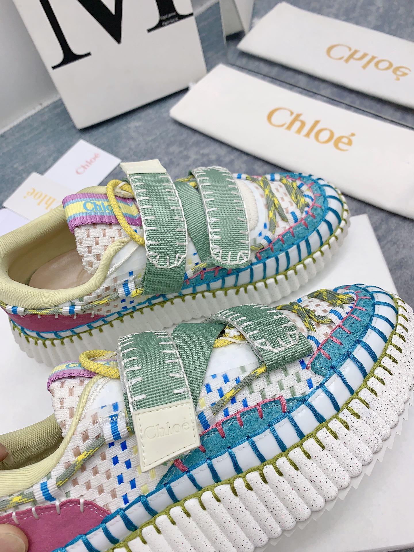 Кроссовки Chloe-nama-sneaker Rainbow Series - Кроссовки на липучках - Сине-зеленые